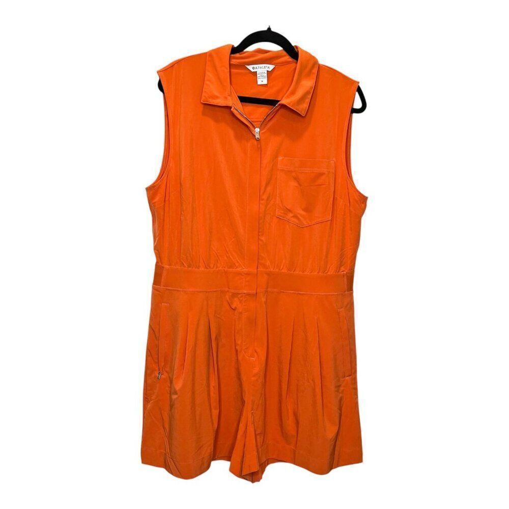 Athleta Women’s Brooklyn Short Romper in Orange Brick Sunbaked Clay Size 16